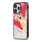 Personalised Golden Labrador iPhone 13 Pro Black Impact Case Side Angle on Silver phone