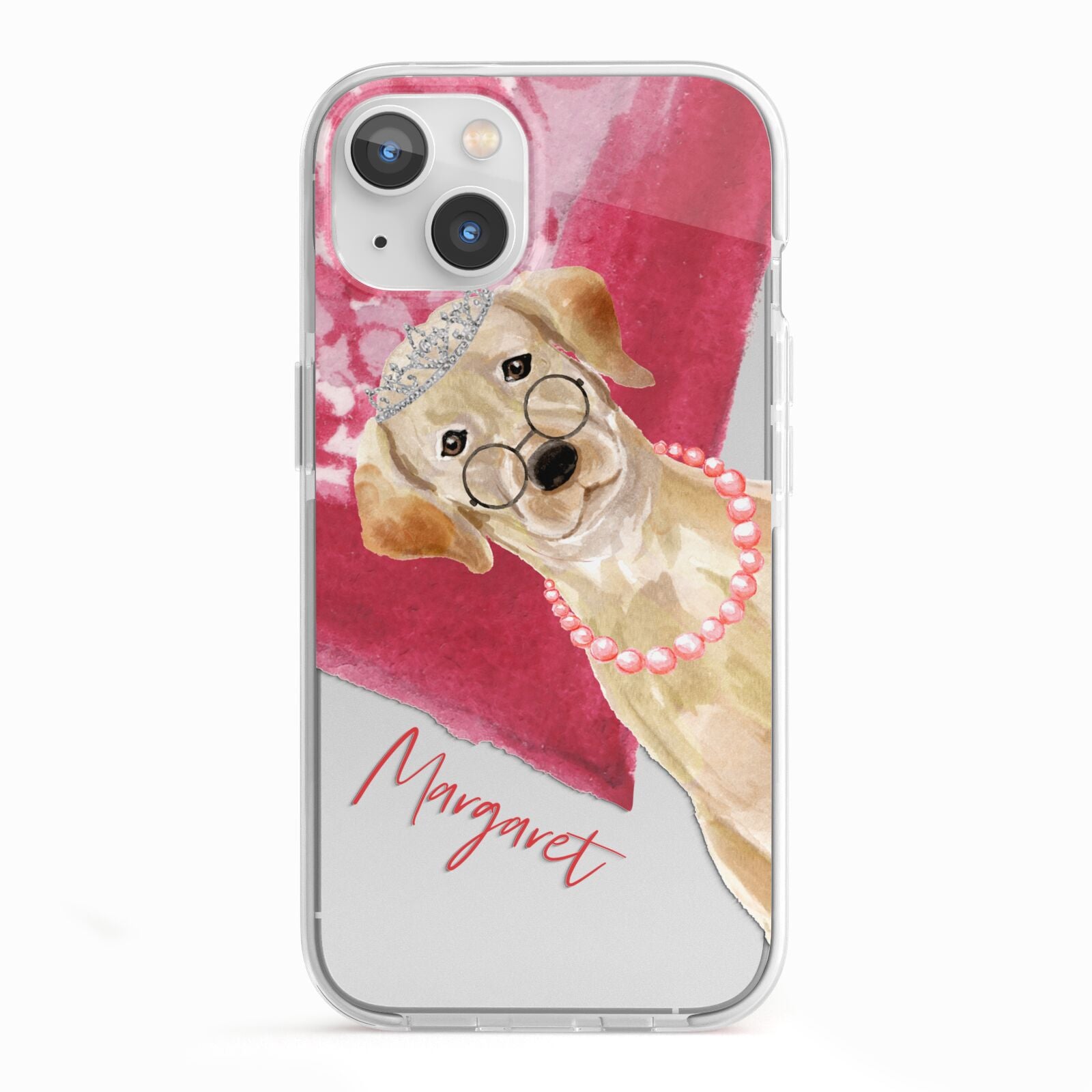 Personalised Golden Labrador iPhone 13 TPU Impact Case with White Edges