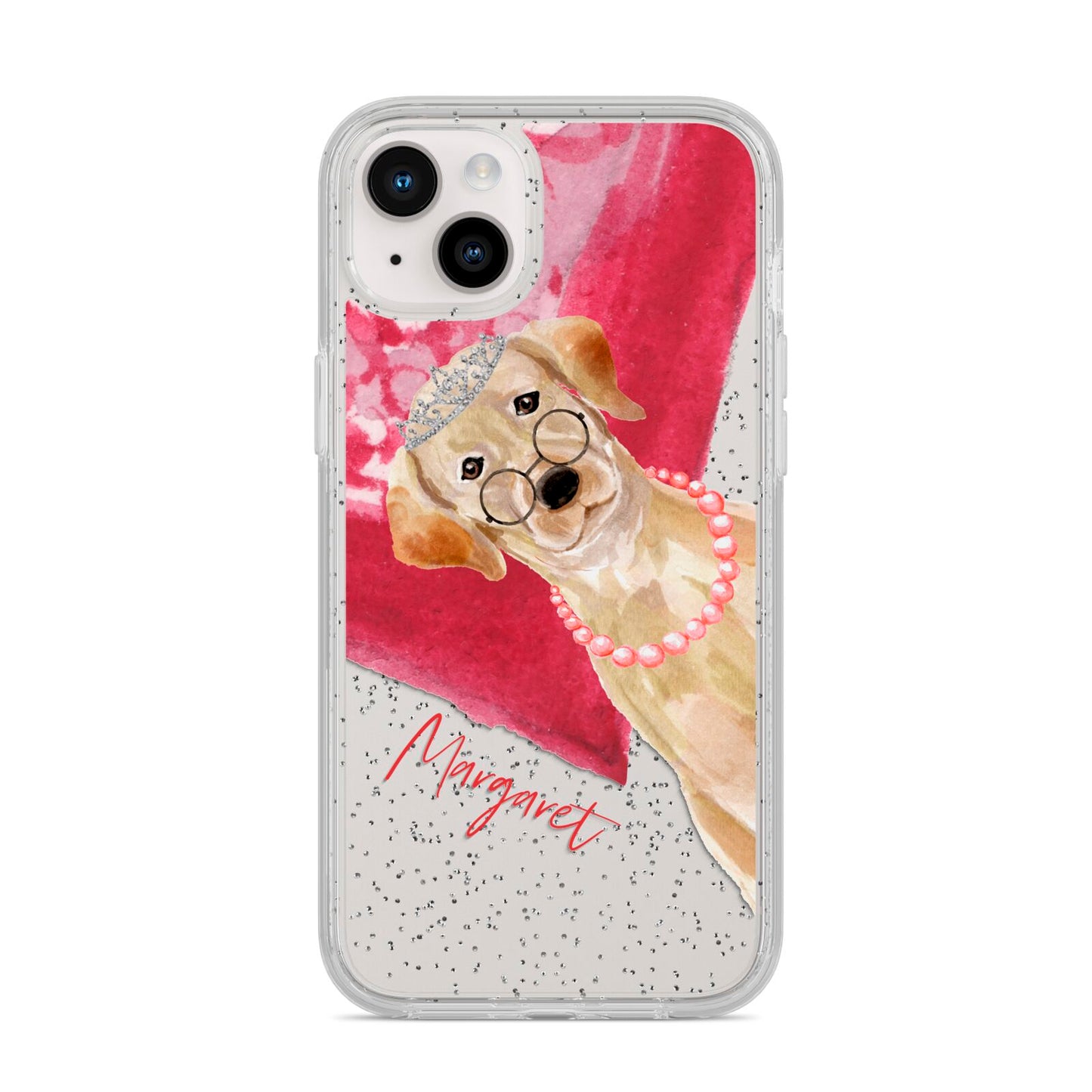 Personalised Golden Labrador iPhone 14 Plus Glitter Tough Case Starlight