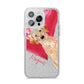 Personalised Golden Labrador iPhone 14 Pro Max Glitter Tough Case Silver