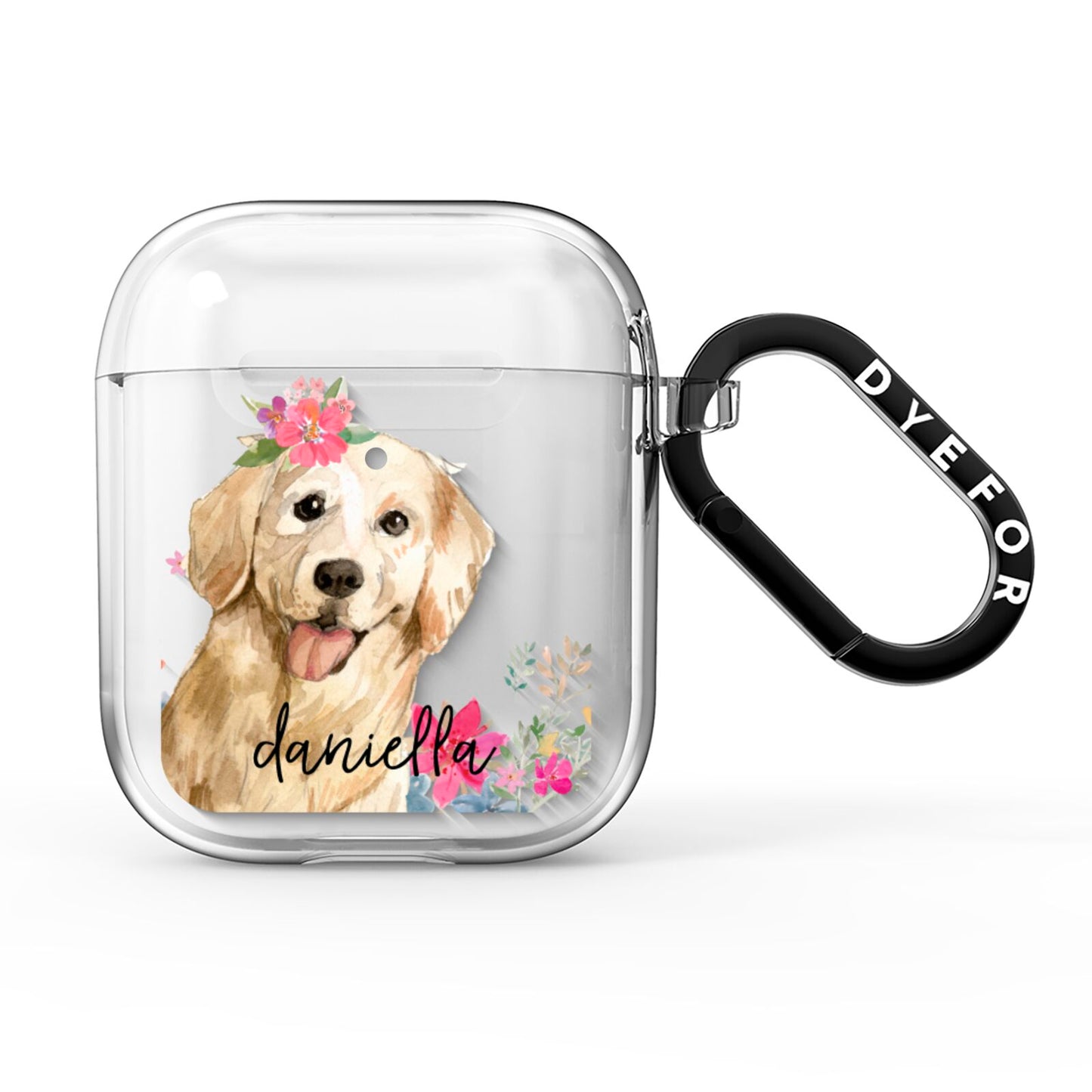 Personalised Golden Retriever Dog AirPods Clear Case