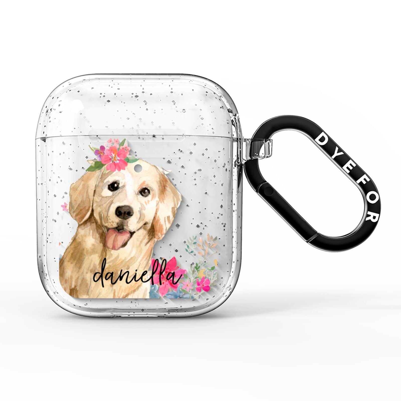 Personalised Golden Retriever Dog AirPods Glitter Case
