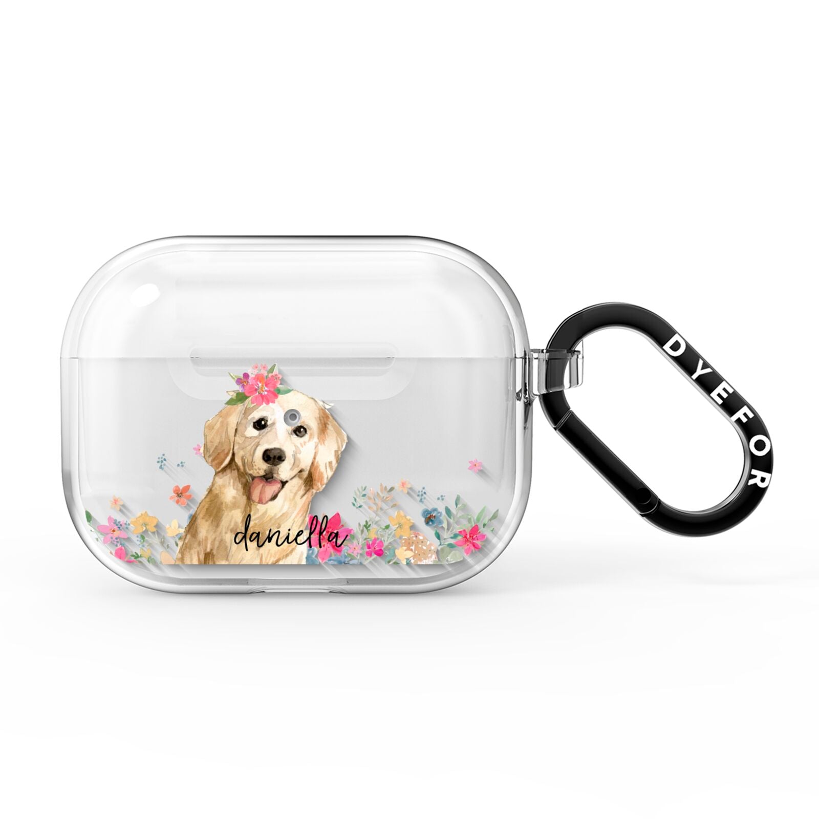 Personalised Golden Retriever Dog AirPods Pro Clear Case