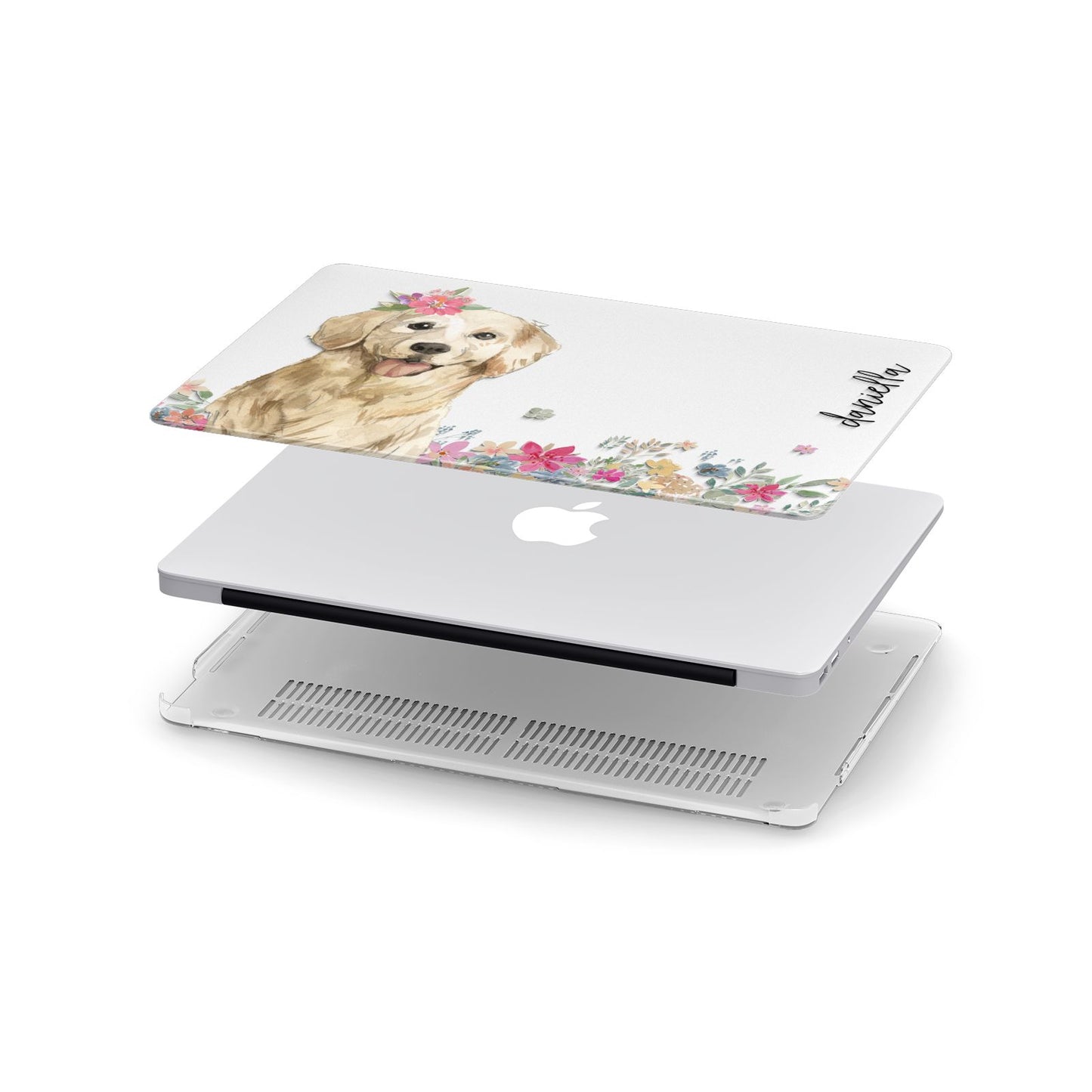 Personalised Golden Retriever Dog Apple MacBook Case in Detail