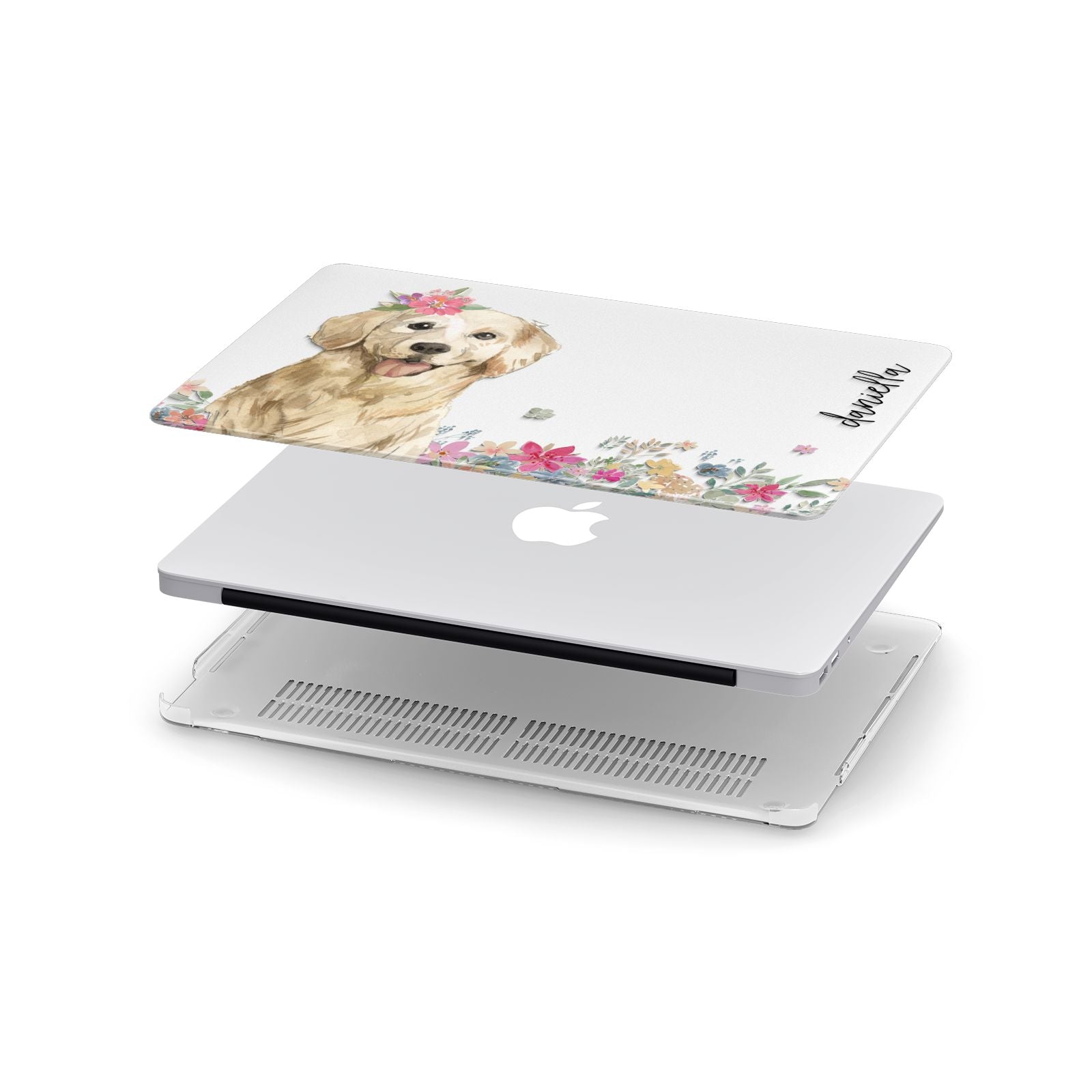 Personalised Golden Retriever Dog Apple MacBook Case in Detail