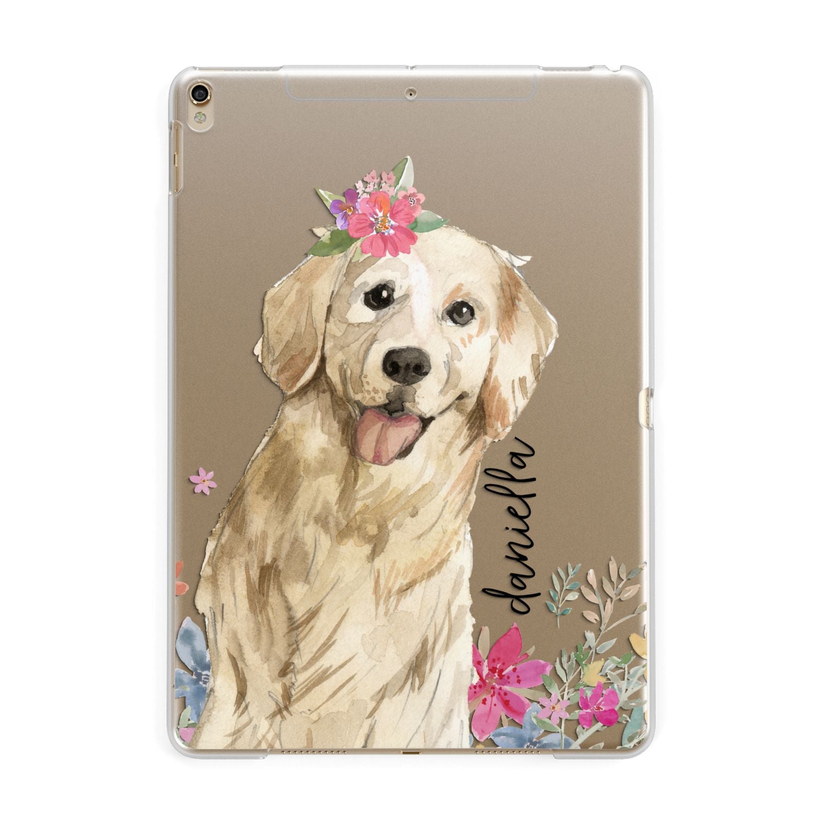 Personalised Golden Retriever Dog Apple iPad Gold Case