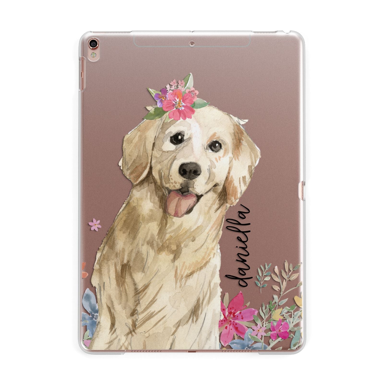 Personalised Golden Retriever Dog Apple iPad Rose Gold Case