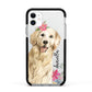 Personalised Golden Retriever Dog Apple iPhone 11 in White with Black Impact Case