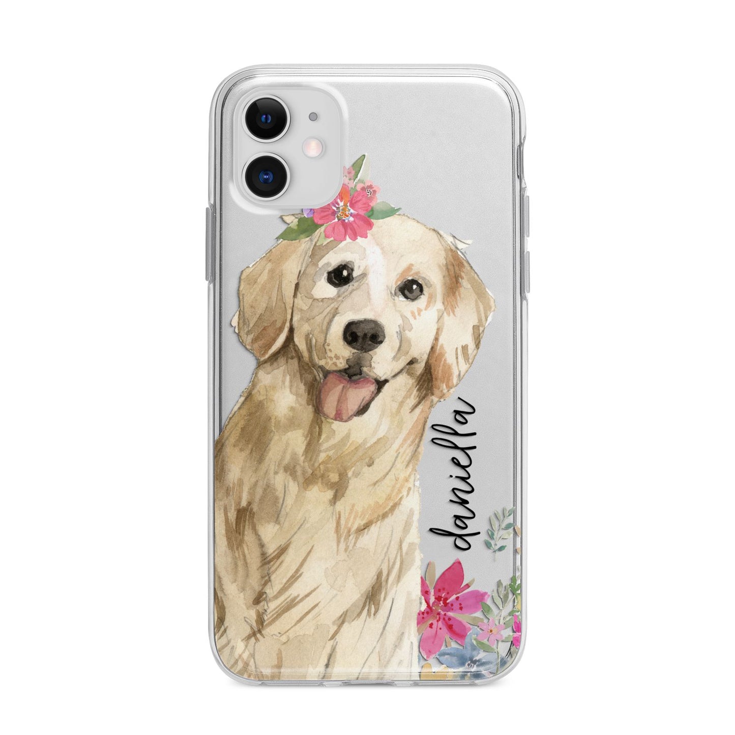 Personalised Golden Retriever Dog Apple iPhone 11 in White with Bumper Case