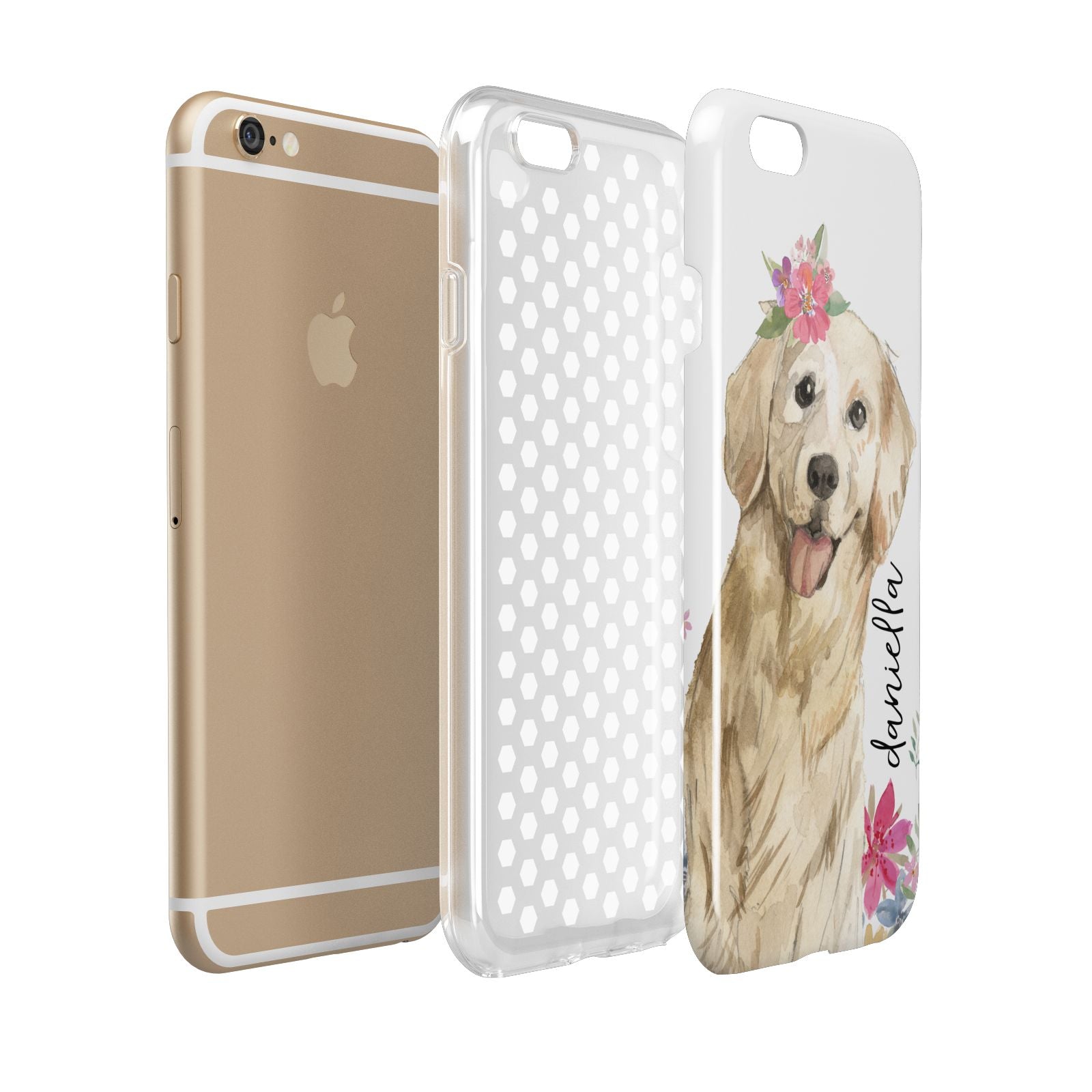 Personalised Golden Retriever Dog Apple iPhone 6 3D Tough Case Expanded view