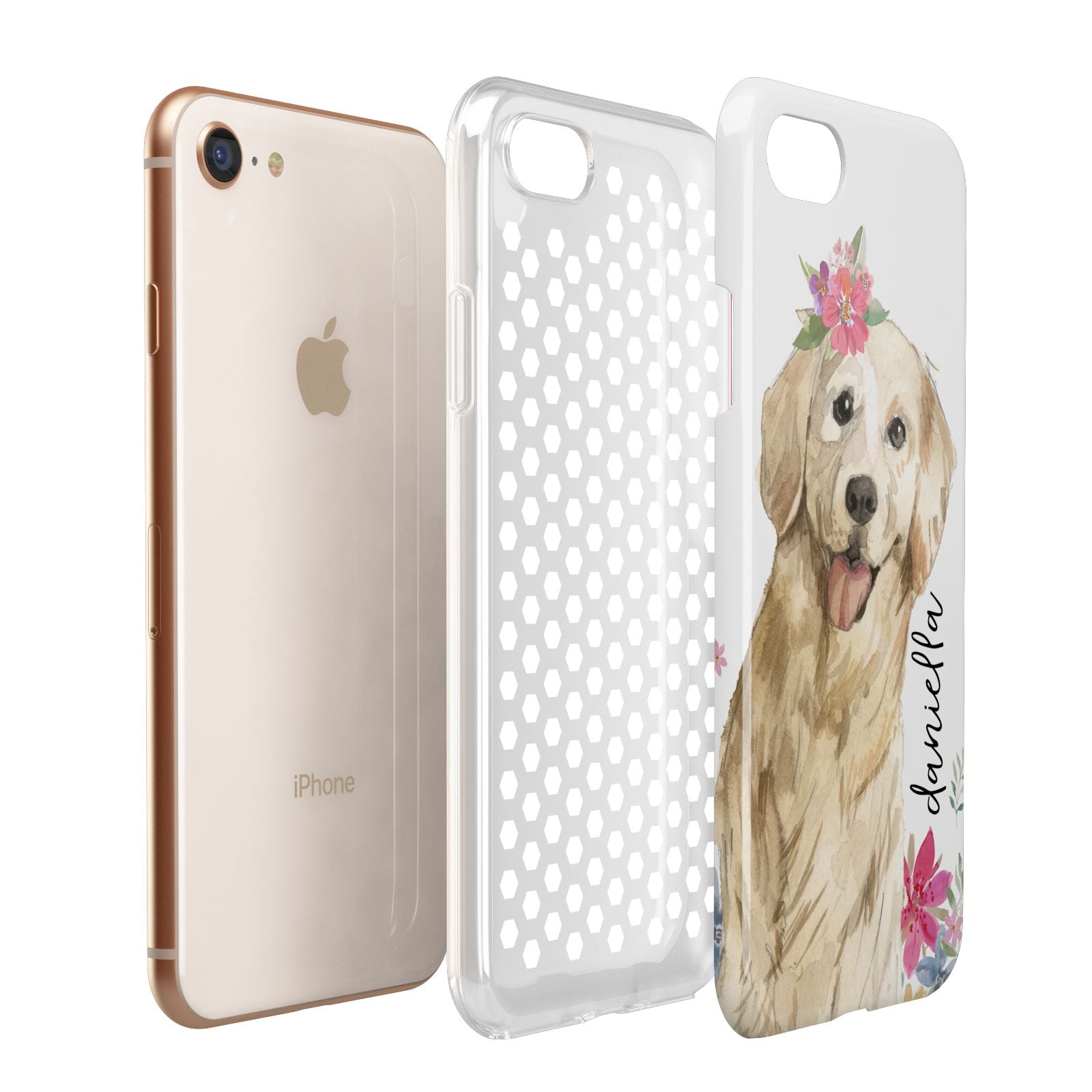 Personalised Golden Retriever Dog Apple iPhone 7 8 3D Tough Case Expanded View