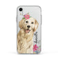 Personalised Golden Retriever Dog Apple iPhone XR Impact Case White Edge on Silver Phone