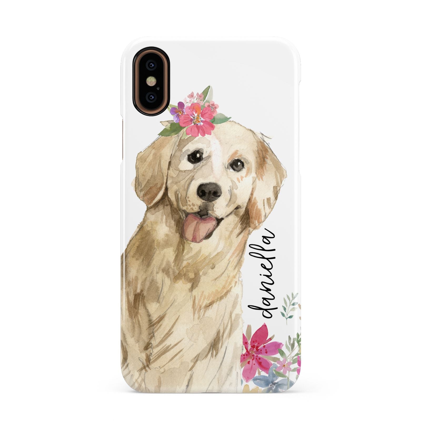 Personalised Golden Retriever Dog Apple iPhone XS 3D Snap Case