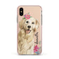 Personalised Golden Retriever Dog Apple iPhone Xs Impact Case Pink Edge on Gold Phone
