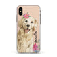 Personalised Golden Retriever Dog Apple iPhone Xs Impact Case White Edge on Gold Phone
