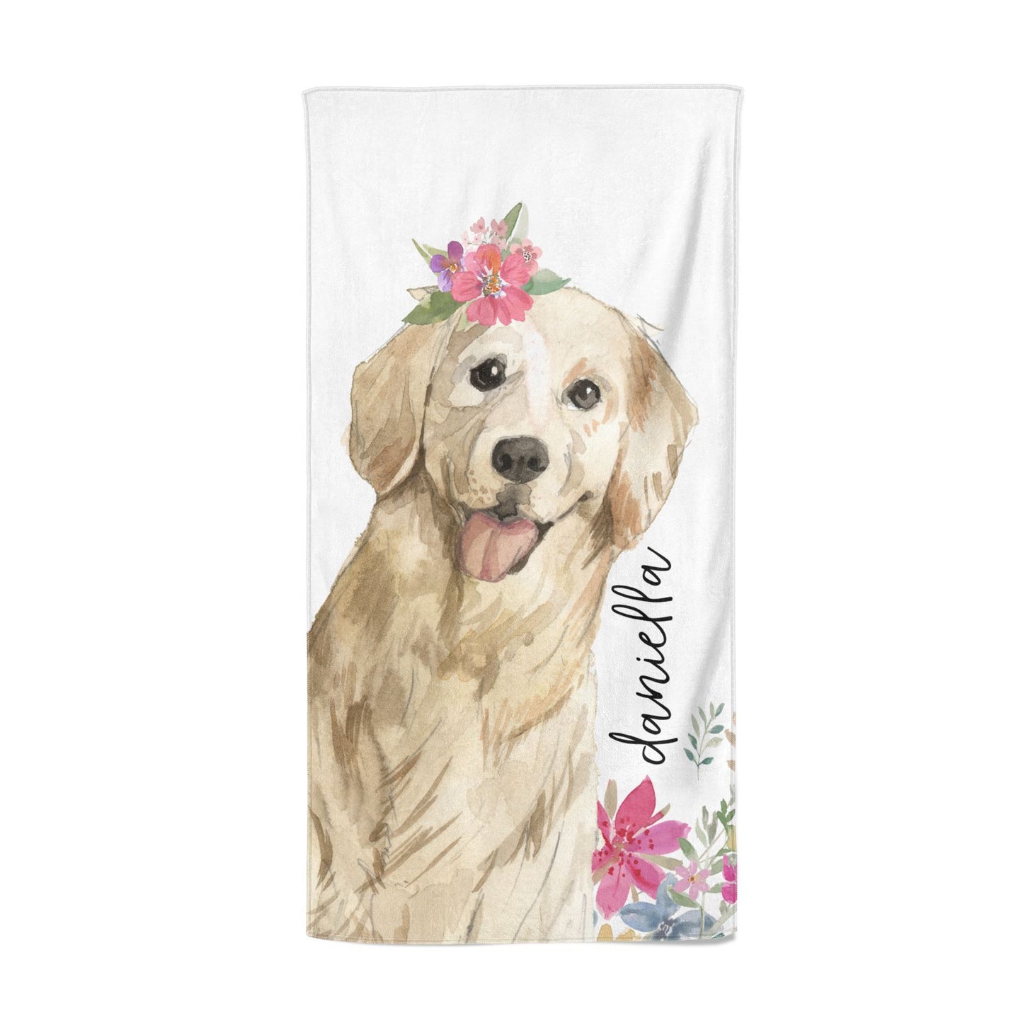 Personalised Golden Retriever Dog Beach Towel