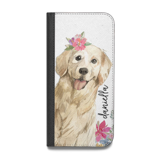 Personalised Golden Retriever Dog Vegan Leather Flip iPhone Case
