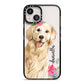 Personalised Golden Retriever Dog iPhone 13 Black Impact Case on Silver phone