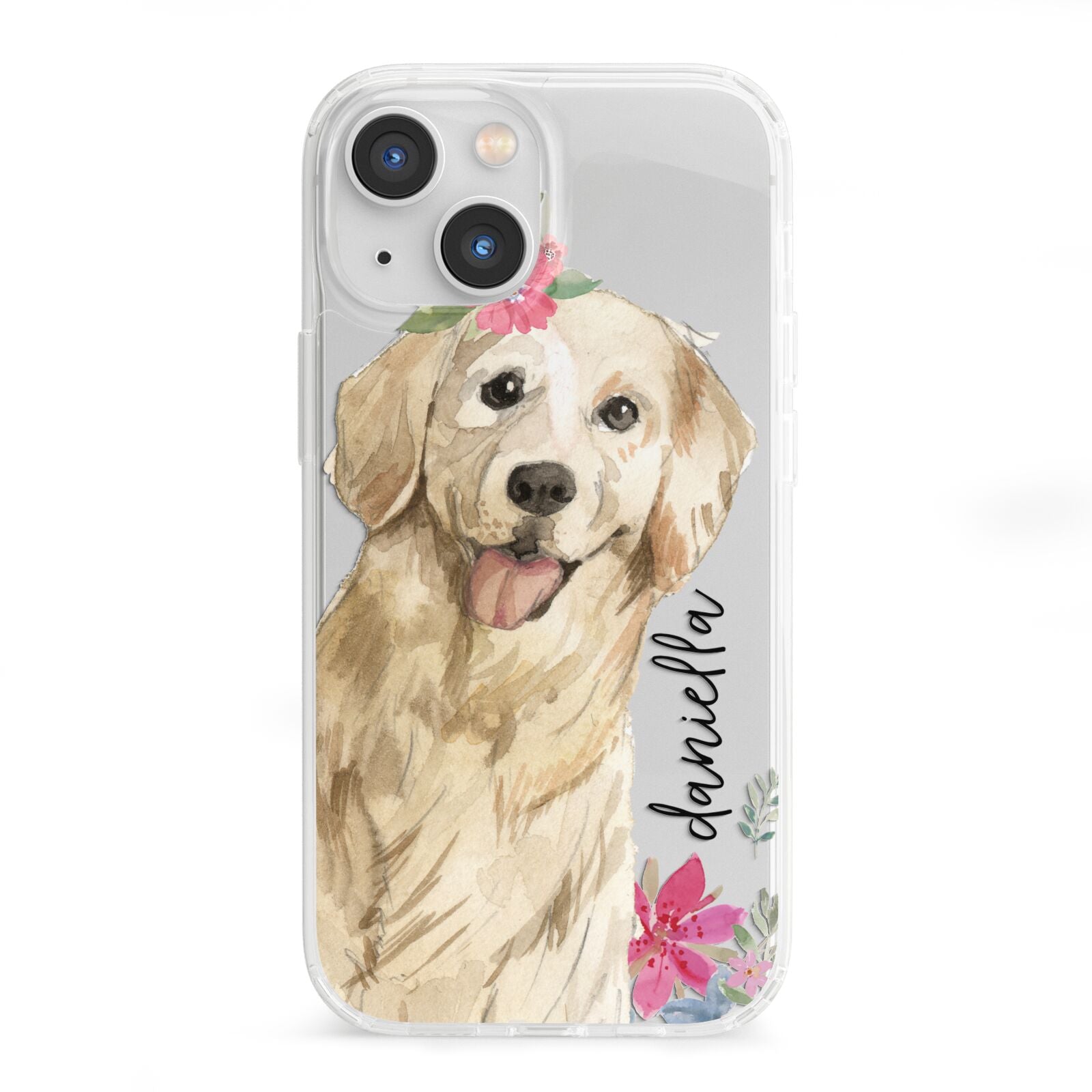 Personalised Golden Retriever Dog iPhone 13 Mini Clear Bumper Case