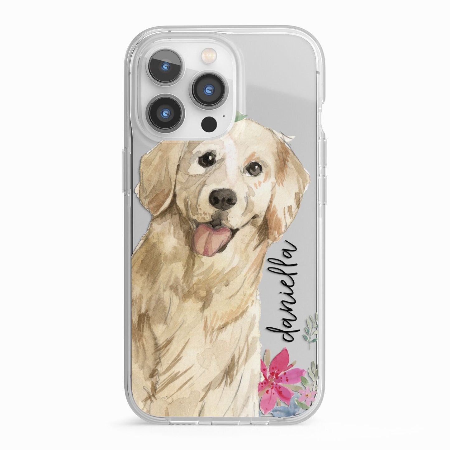 Personalised Golden Retriever Dog iPhone 13 Pro TPU Impact Case with White Edges