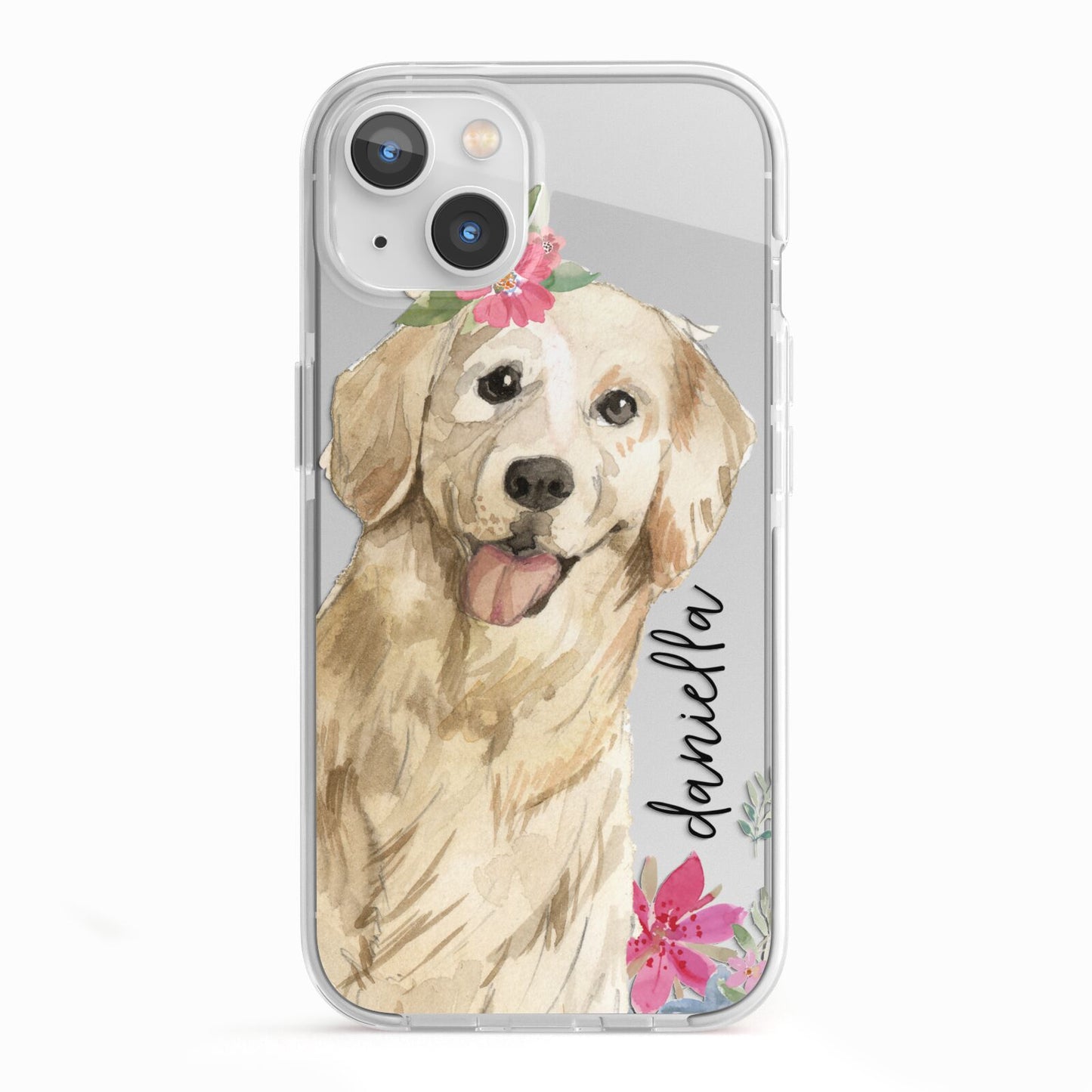 Personalised Golden Retriever Dog iPhone 13 TPU Impact Case with White Edges