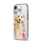 Personalised Golden Retriever Dog iPhone 14 Pro Clear Tough Case Silver Angled Image
