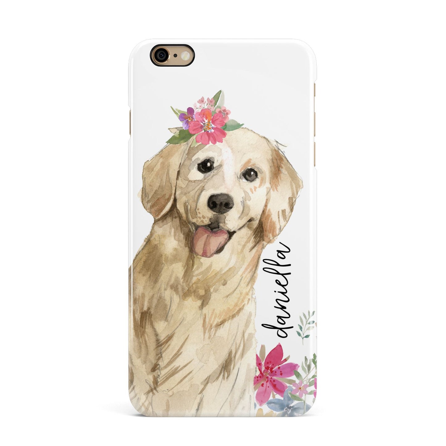 Personalised Golden Retriever Dog iPhone 6 Plus 3D Snap Case on Gold Phone