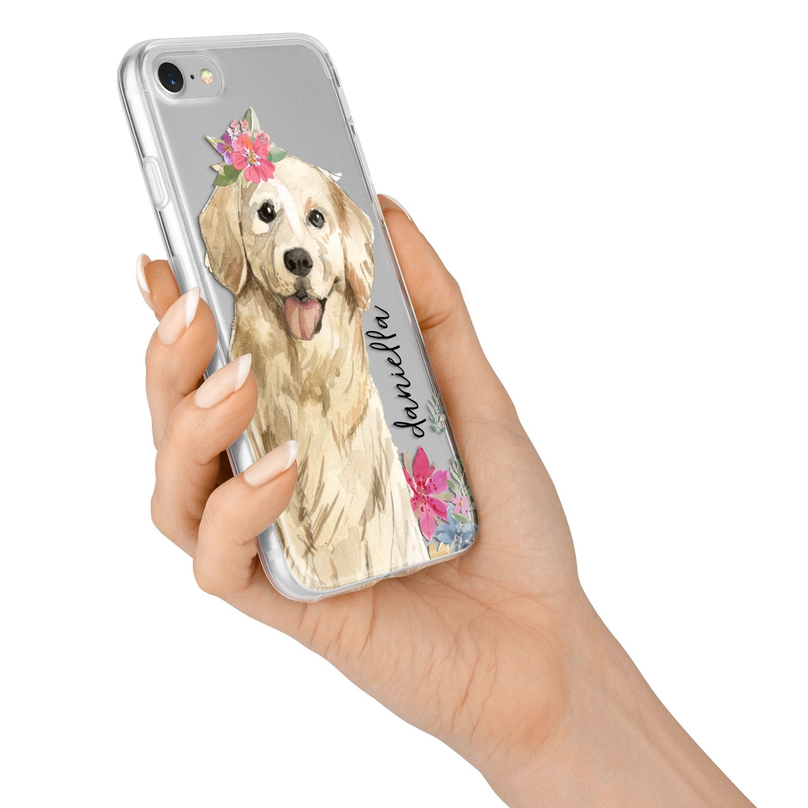 Personalised Golden Retriever Dog iPhone 7 Bumper Case on Silver iPhone Alternative Image