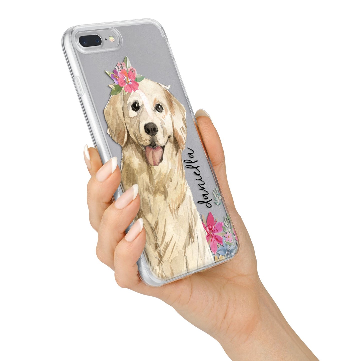 Personalised Golden Retriever Dog iPhone 7 Plus Bumper Case on Silver iPhone Alternative Image