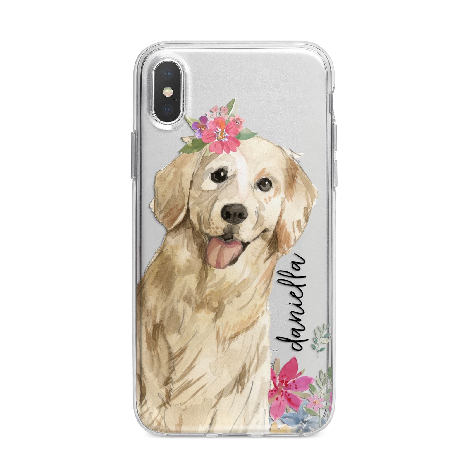 Personalised Golden Retriever Dog iPhone X Bumper Case on Silver iPhone Alternative Image 1
