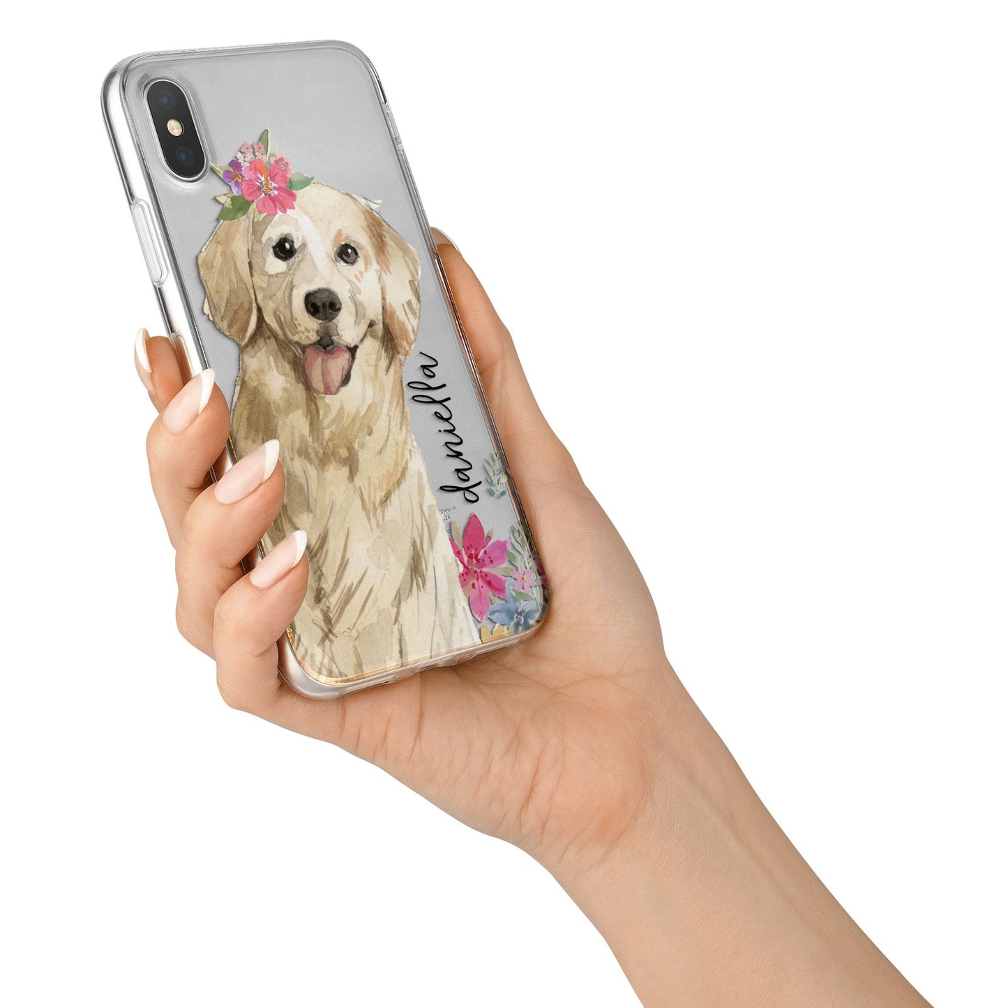 Personalised Golden Retriever Dog iPhone X Bumper Case on Silver iPhone Alternative Image 2