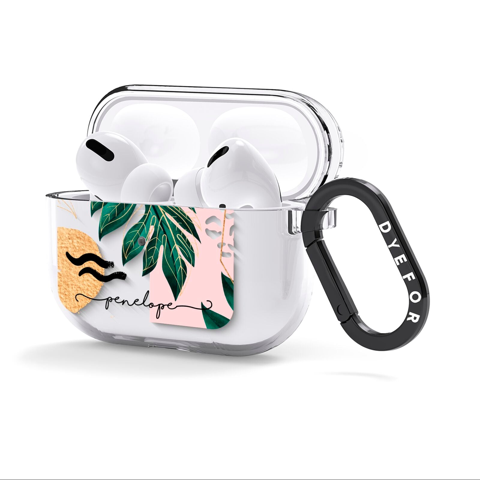 Personalised Golden Tropics AirPods Clear Case 3rd Gen Side Image