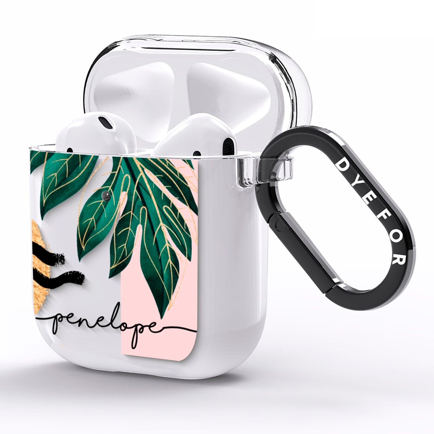 Personalised Golden Tropics AirPods Clear Case Side Image