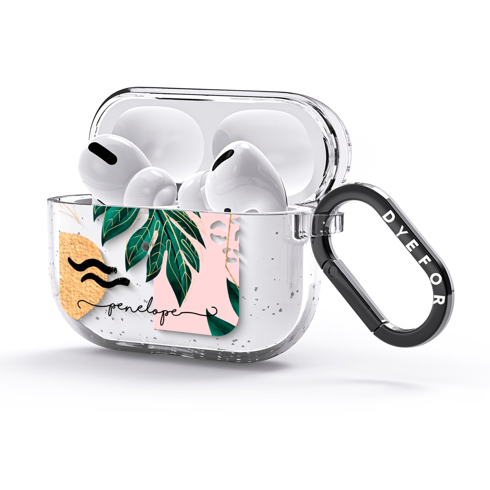 Personalised Golden Tropics AirPods Glitter Case 3rd Gen Side Image