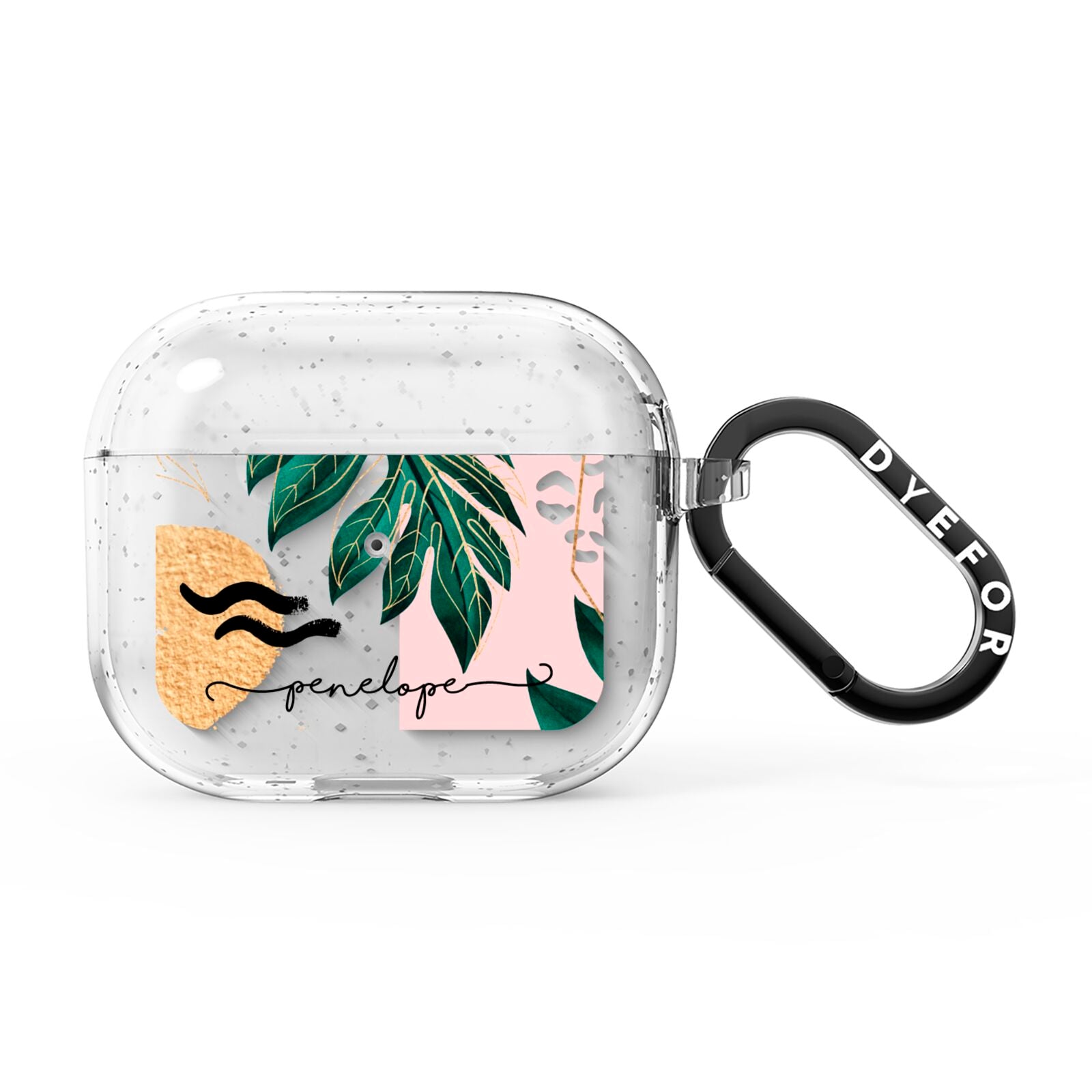 Personalised Golden Tropics AirPods Glitter Case 3rd Gen
