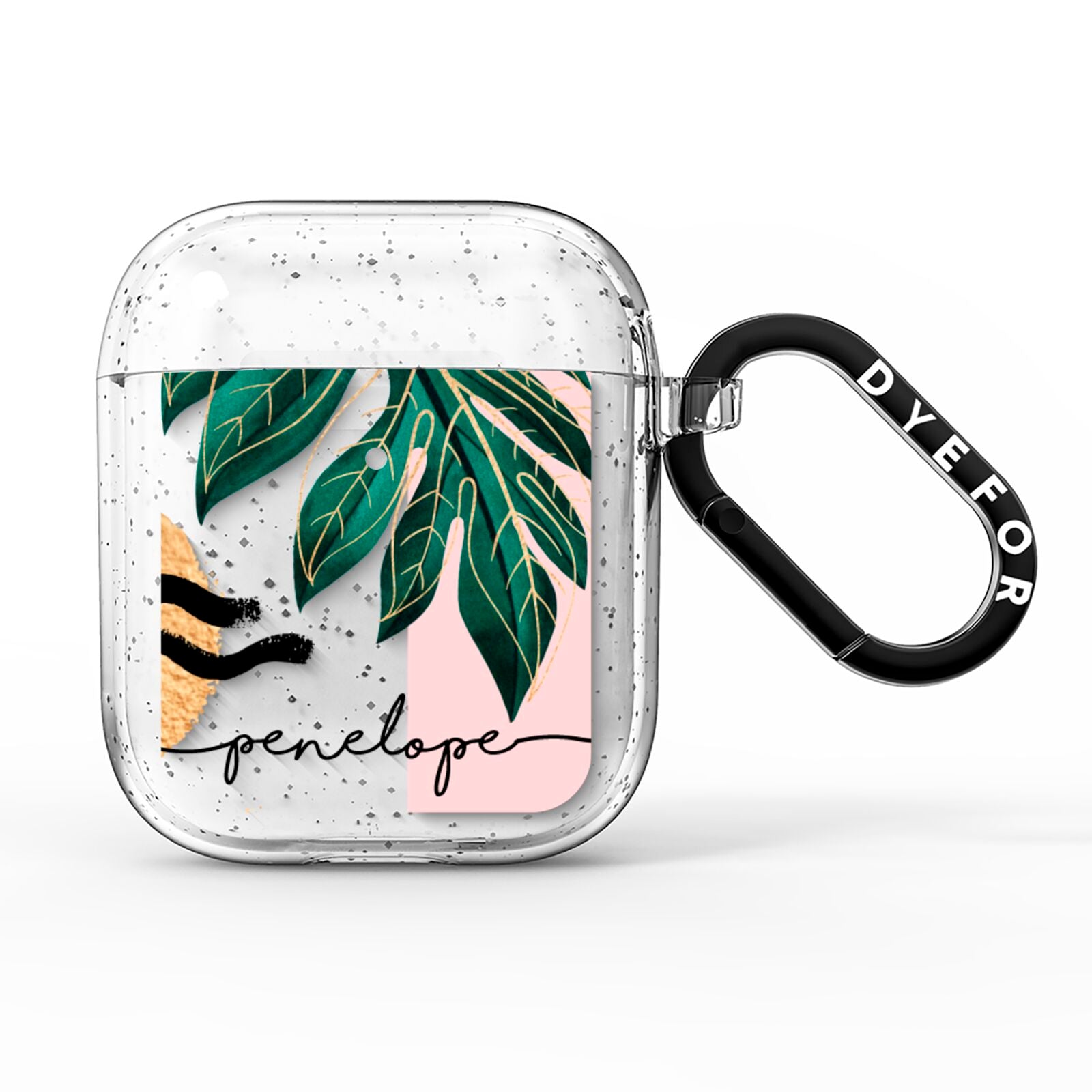 Personalised Golden Tropics AirPods Glitter Case