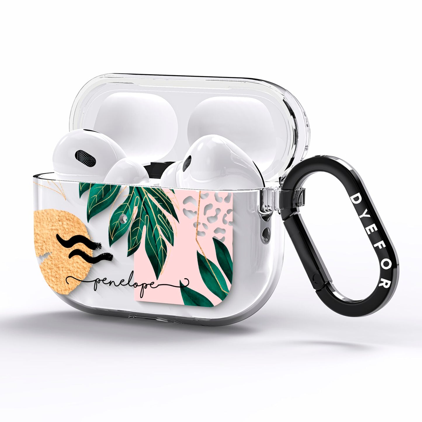 Personalised Golden Tropics AirPods Pro Clear Case Side Image