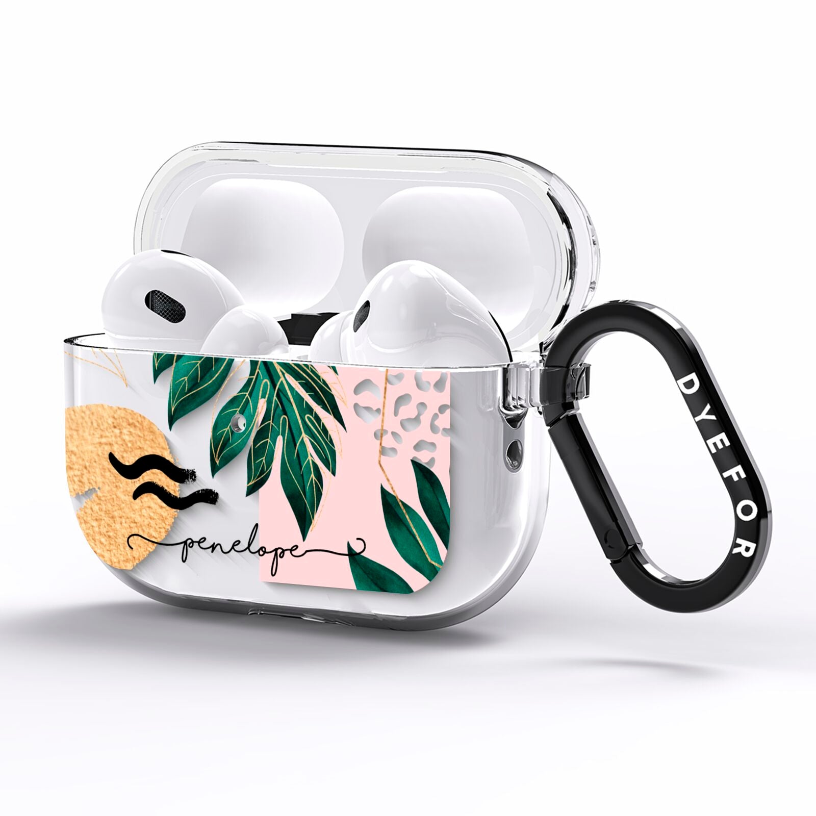 Personalised Golden Tropics AirPods Pro Clear Case Side Image