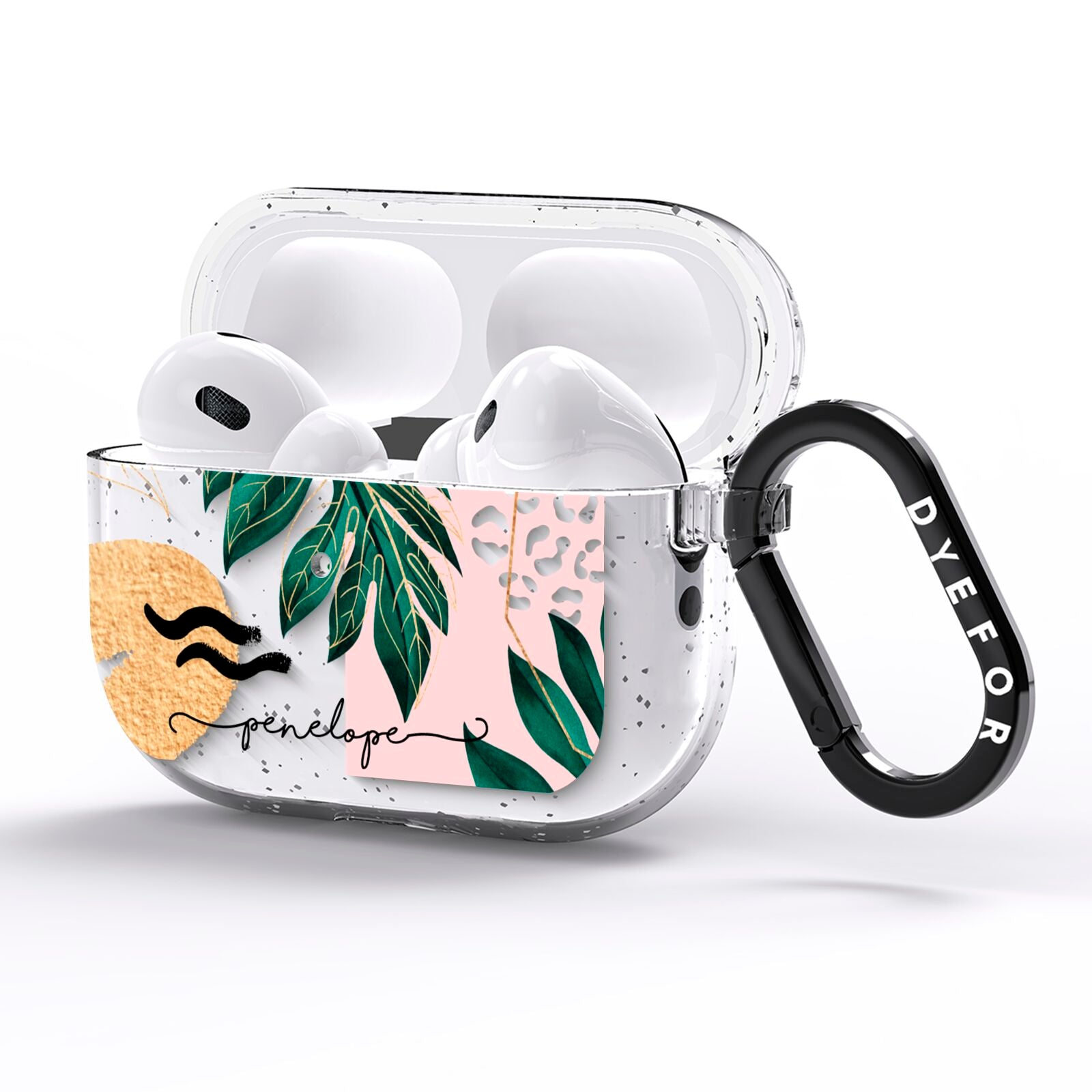 Personalised Golden Tropics AirPods Pro Glitter Case Side Image