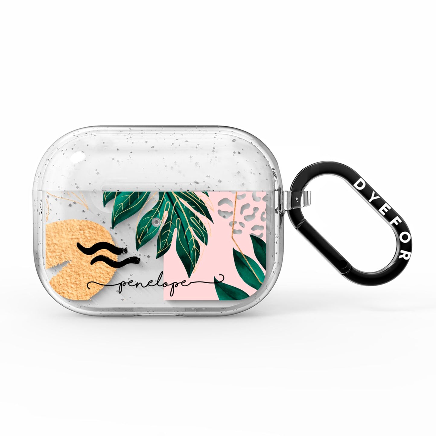 Personalised Golden Tropics AirPods Pro Glitter Case