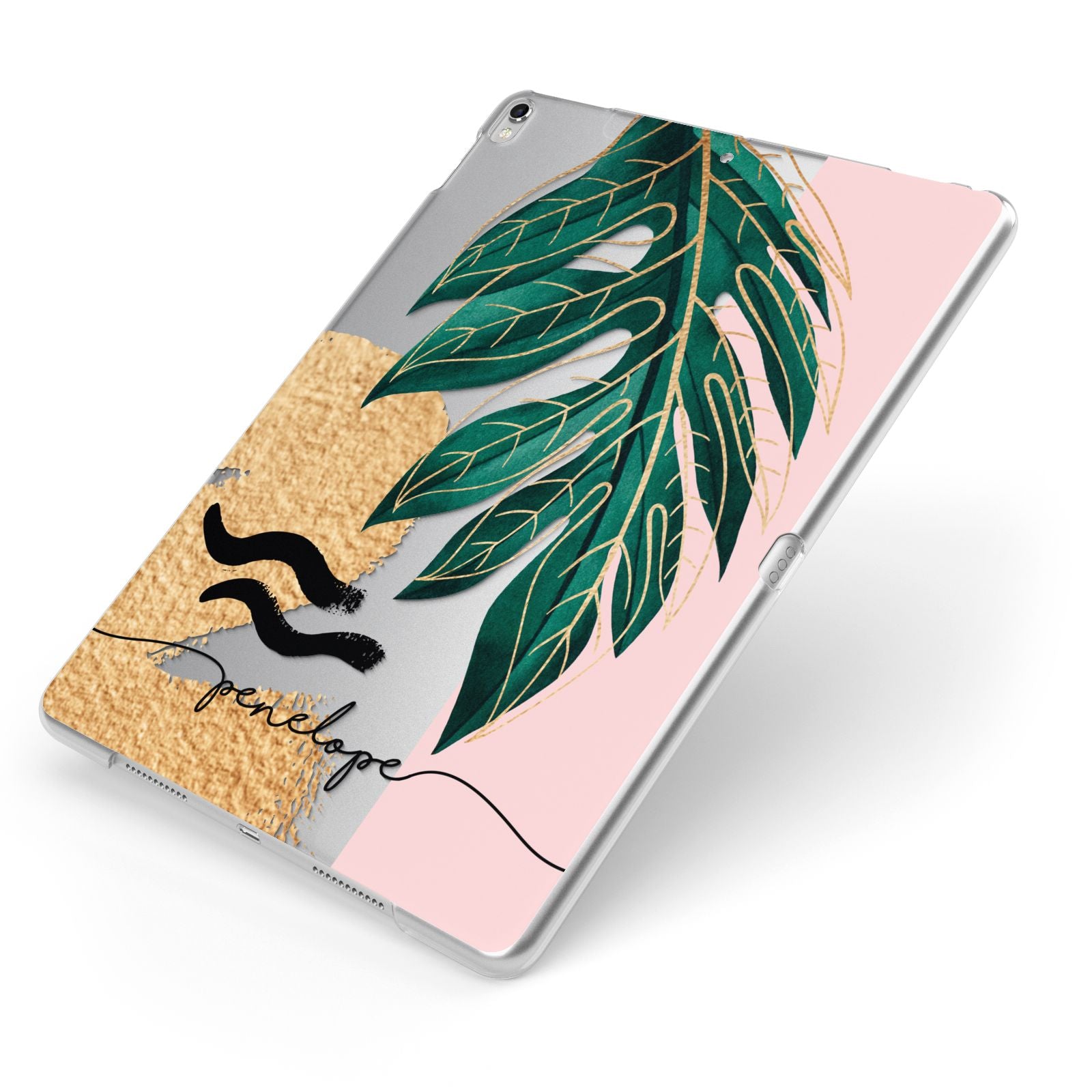 Personalised Golden Tropics Apple iPad Case on Silver iPad Side View