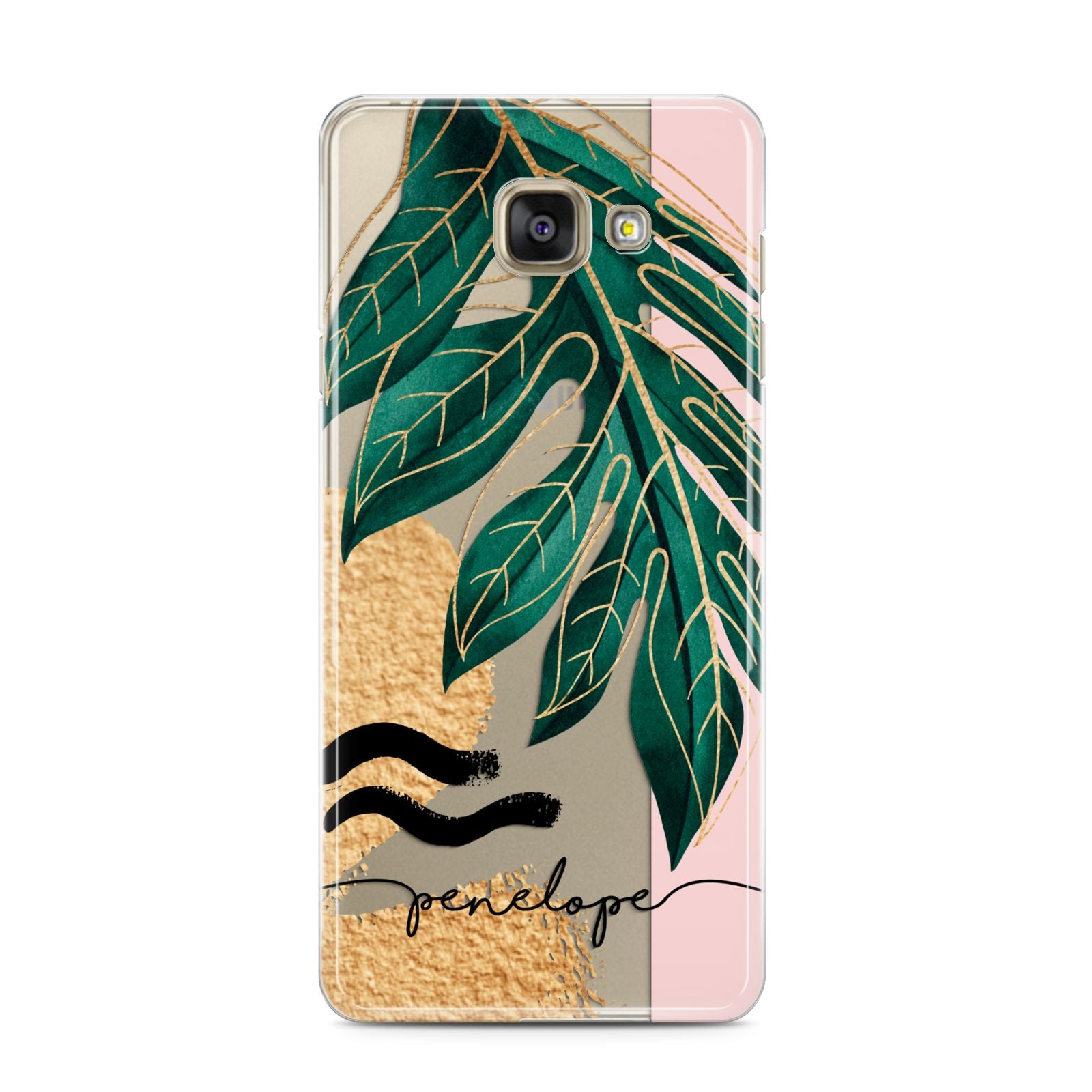 Personalised Golden Tropics Samsung Galaxy A3 2016 Case on gold phone