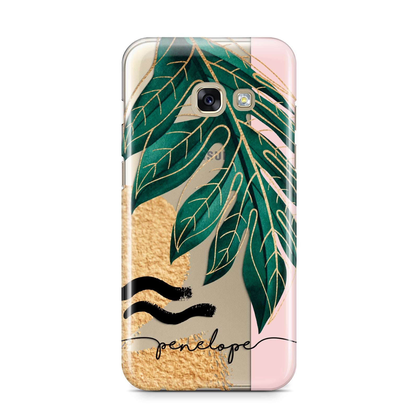 Personalised Golden Tropics Samsung Galaxy A3 2017 Case on gold phone