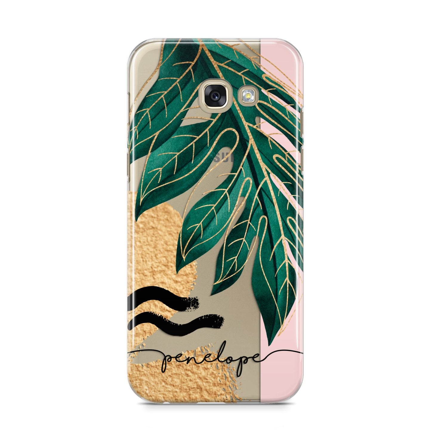 Personalised Golden Tropics Samsung Galaxy A5 2017 Case on gold phone