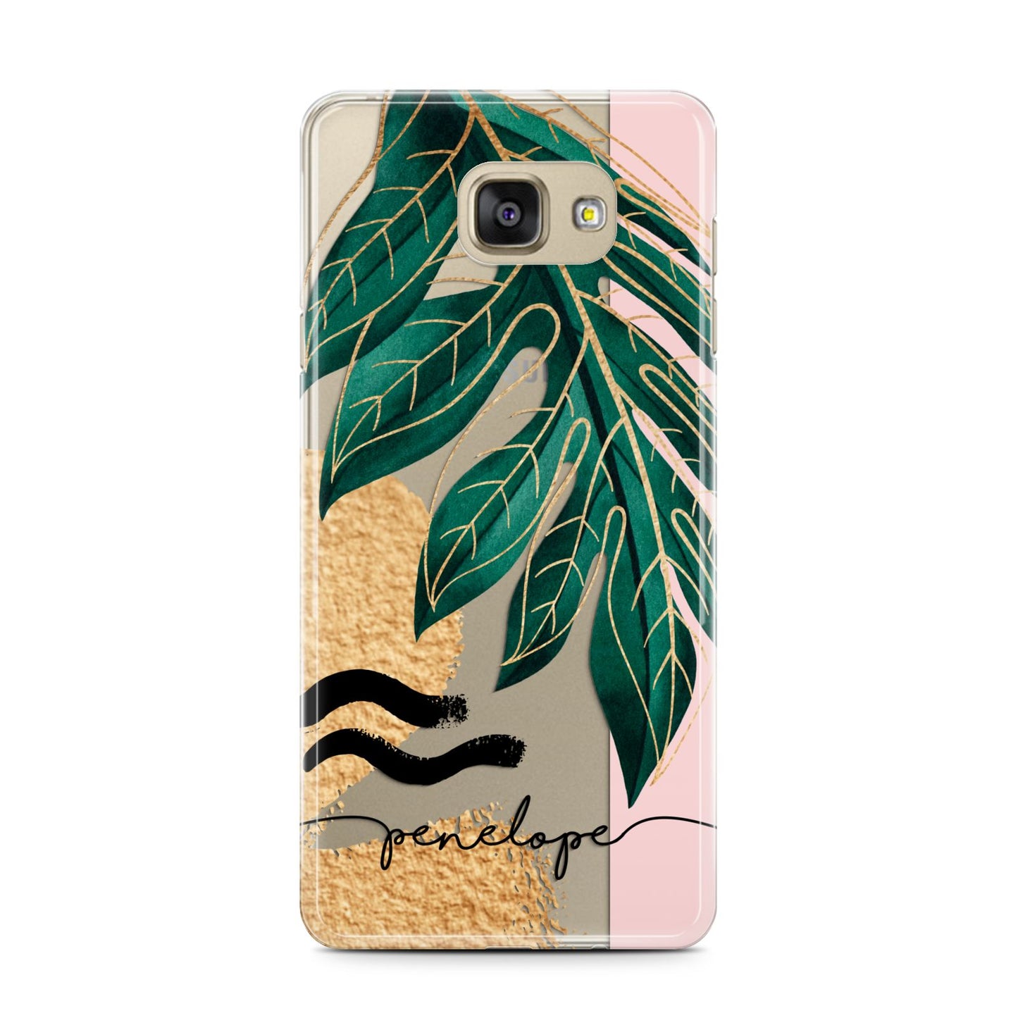 Personalised Golden Tropics Samsung Galaxy A7 2016 Case on gold phone