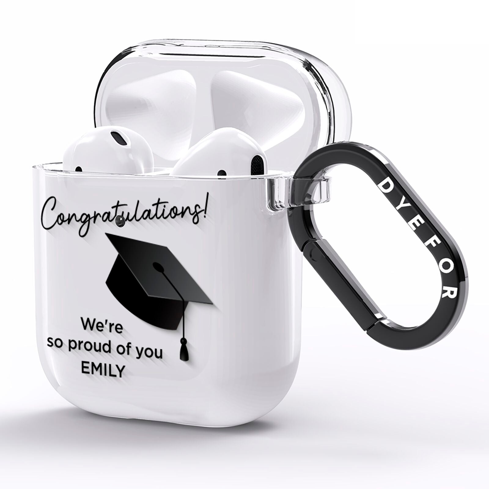 Personalised Graduation AirPods Clear Case Side Image