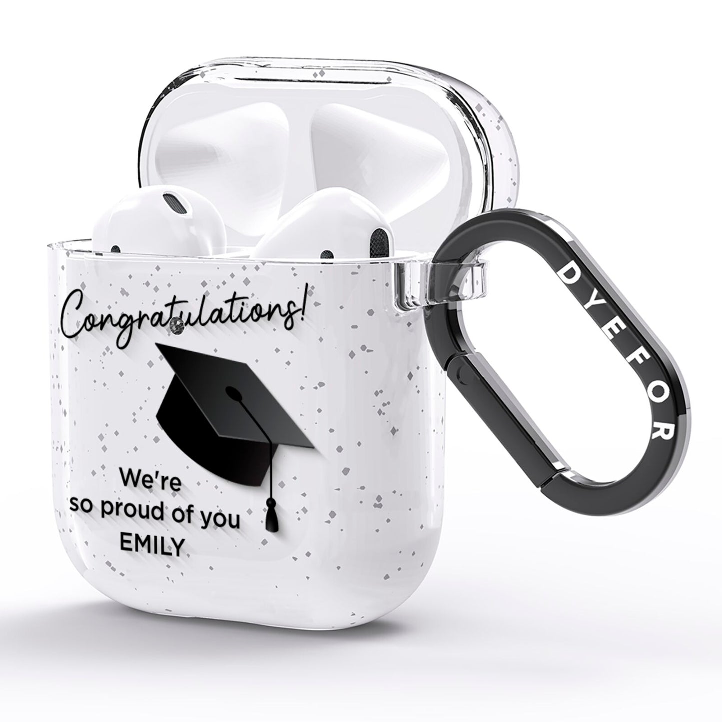 Personalised Graduation AirPods Glitter Case Side Image