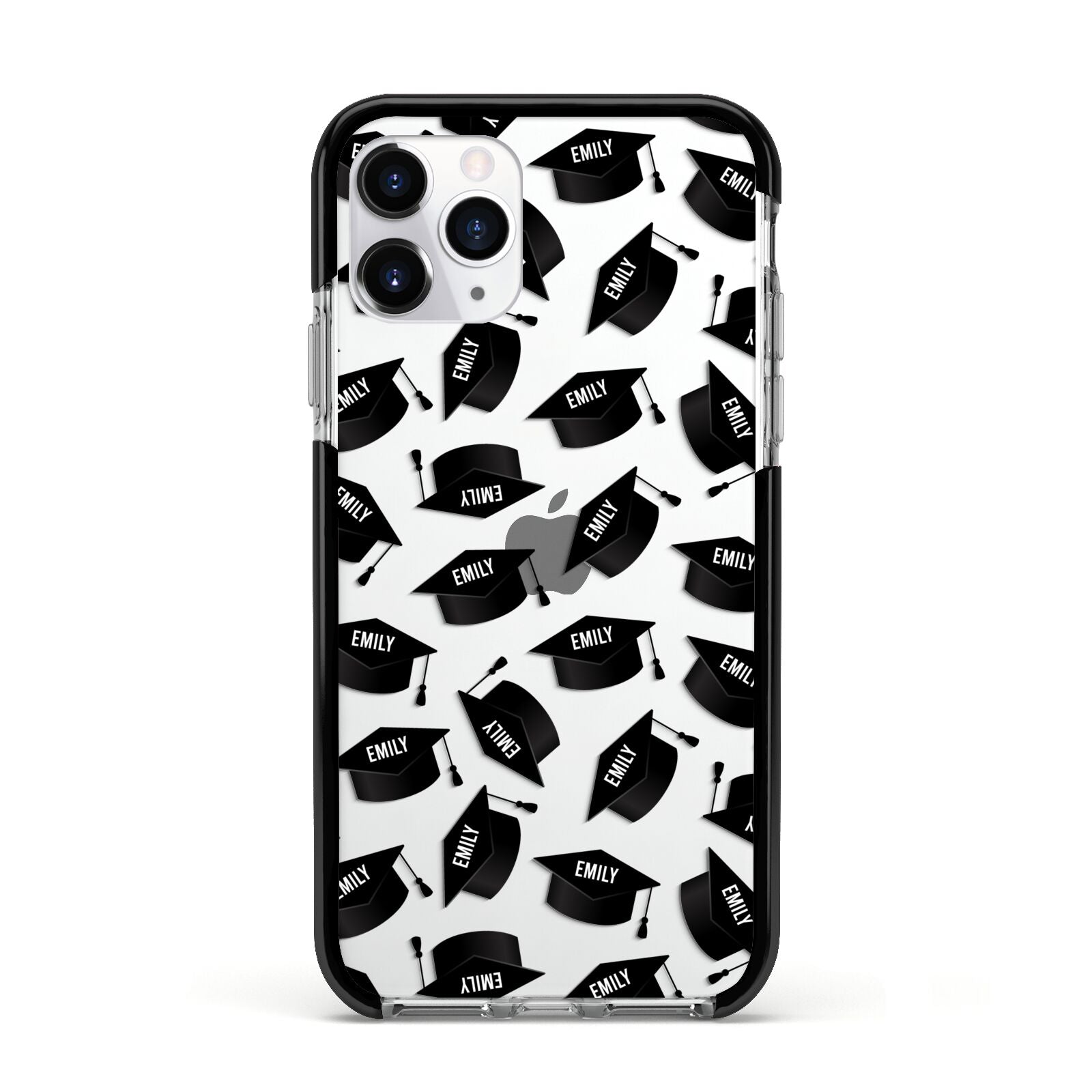 Personalised Graduation Apple iPhone 11 Pro in Silver with Black Impact Case