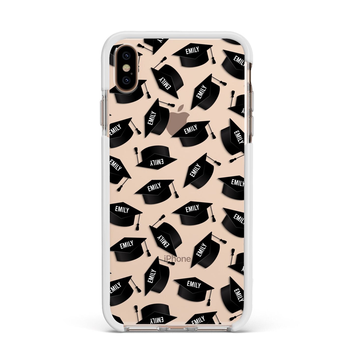 Personalised Graduation Apple iPhone Xs Max Impact Case White Edge on Gold Phone