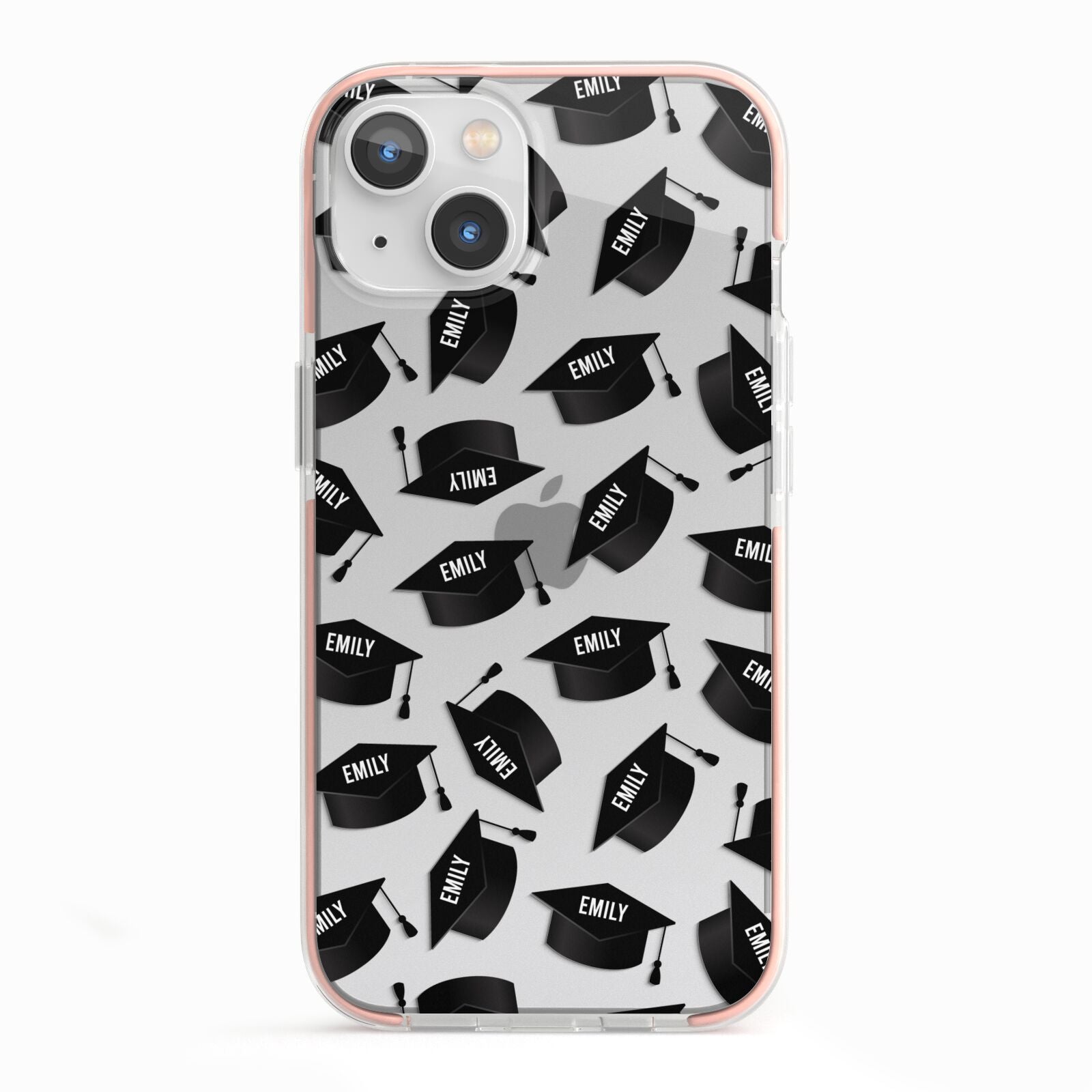Personalised Graduation iPhone 13 TPU Impact Case with Pink Edges
